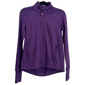Ivivva by Lululemon Girls Plum Purple Full Zip Jacket with Floral Shimmer Size 7